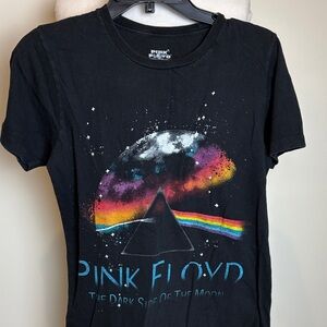 Pink Floyd Black Tee with Rainbow Prism Design